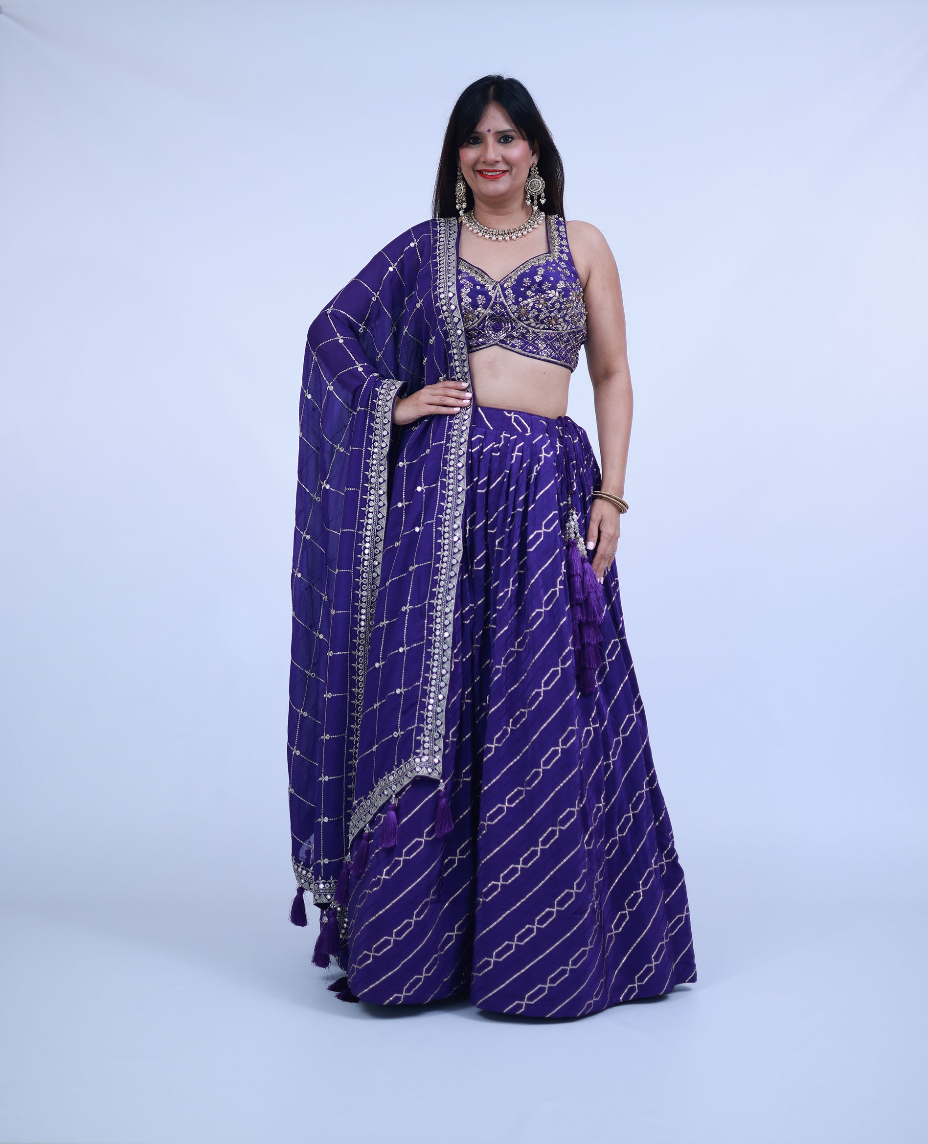 Banarasi Weaving Lehenga with Designer Blouse in Purple