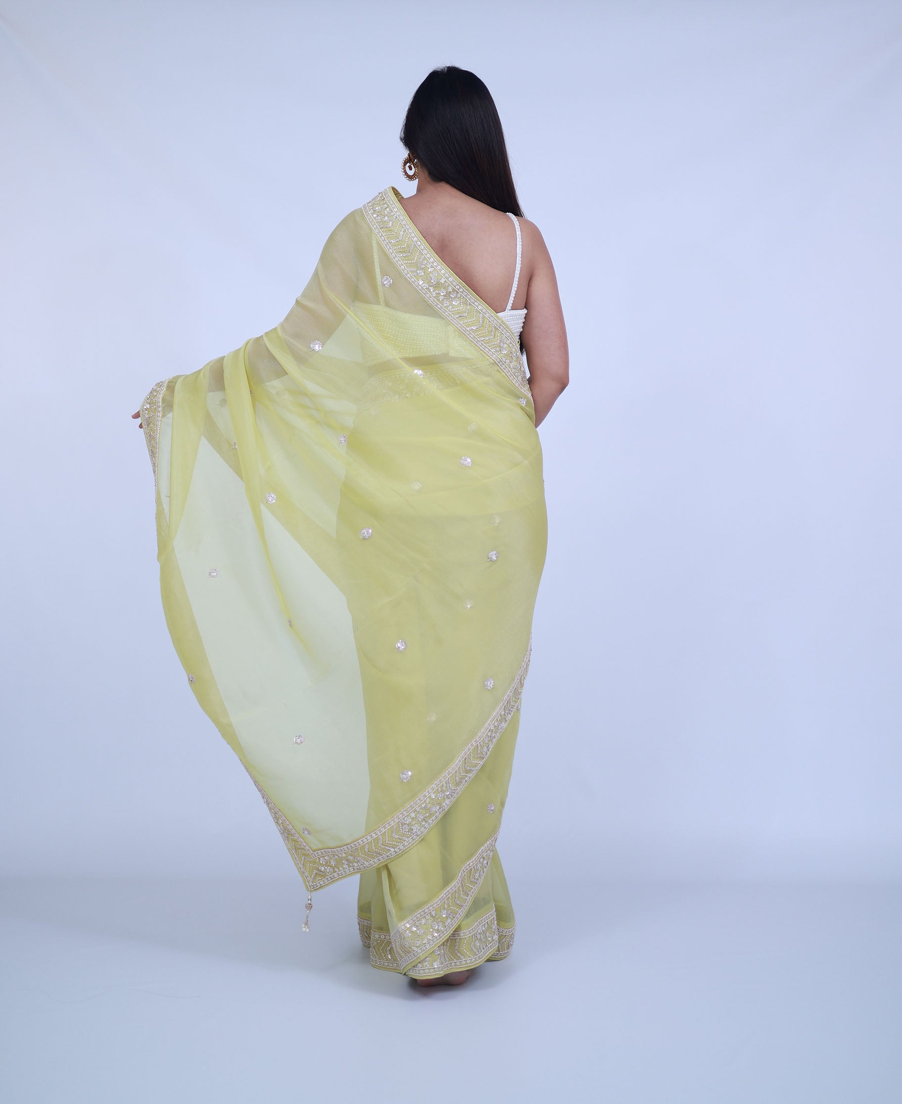 Green Silk saree with unstitched blouse
