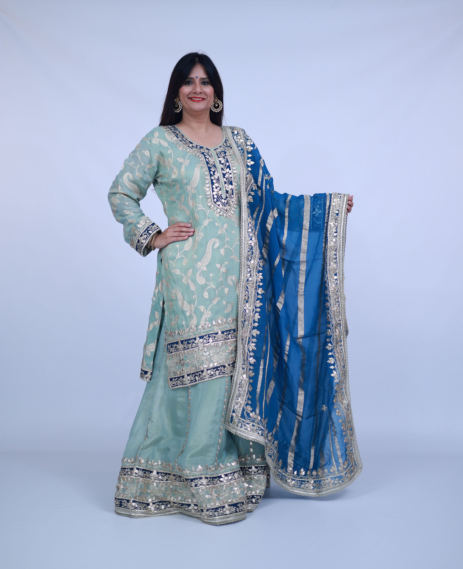 Blue Tissue Silk Sharara