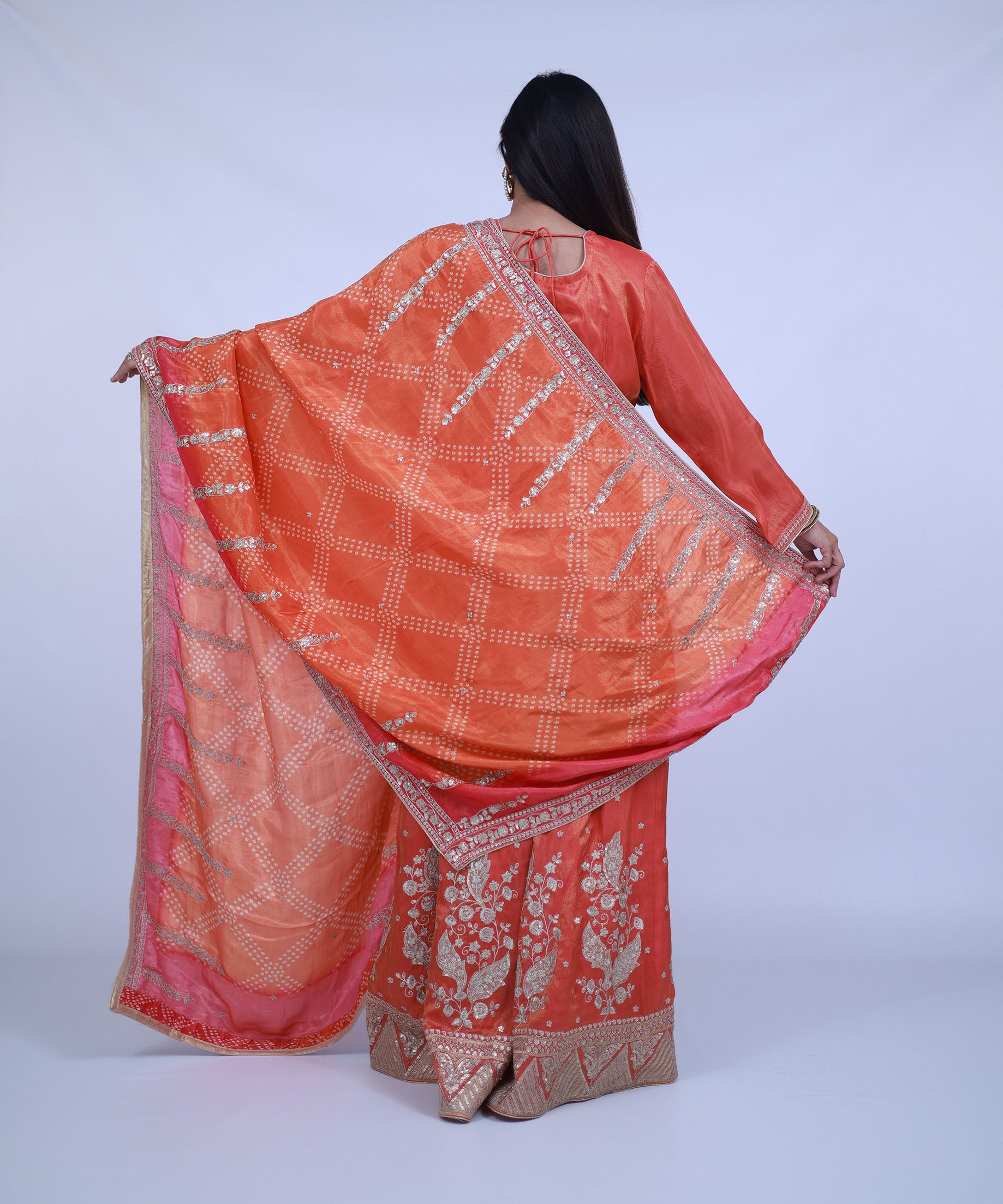 Orange Sharara with bandhani duppatta