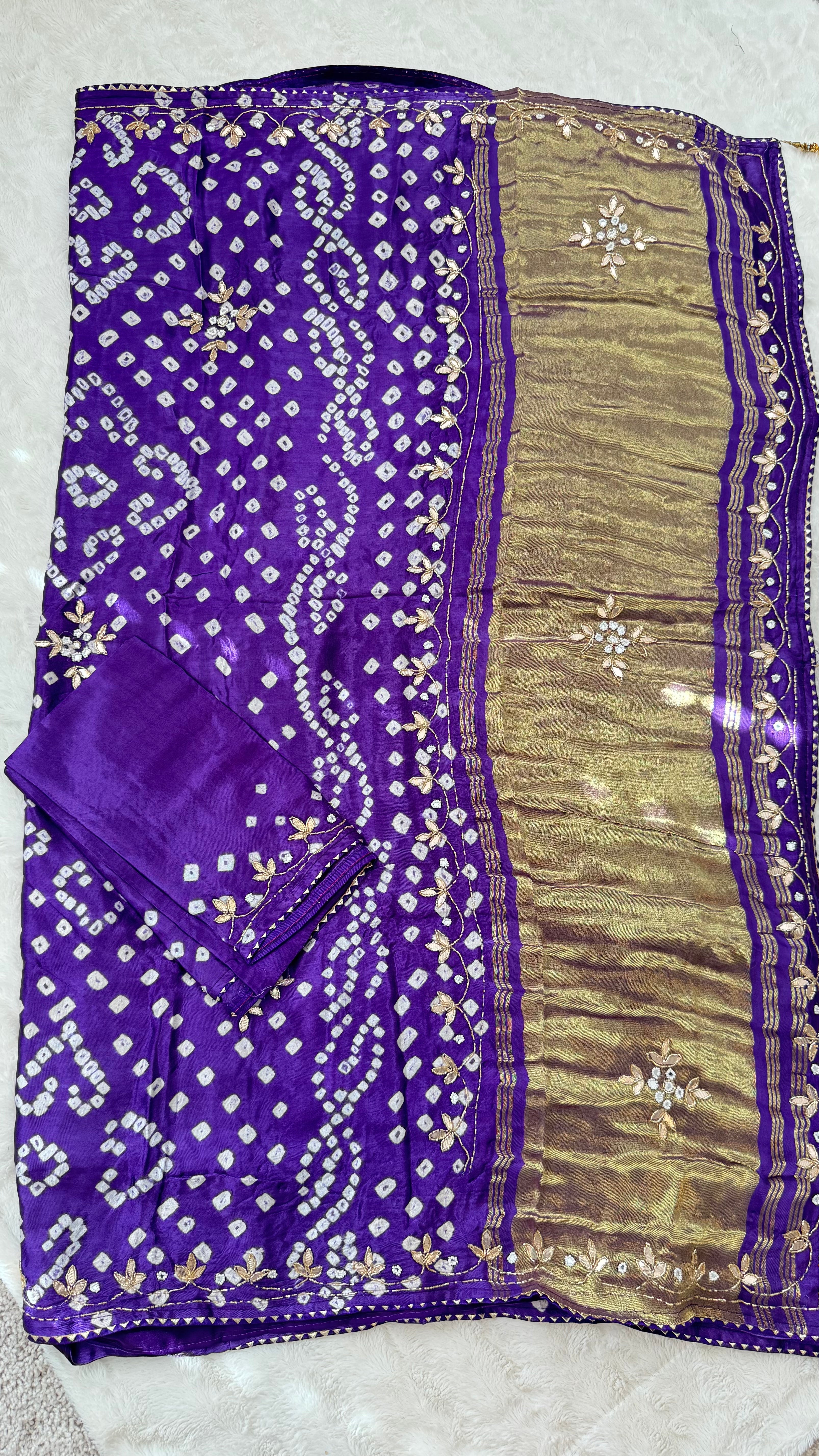 Purple Gajji Silk Bandhani Satee