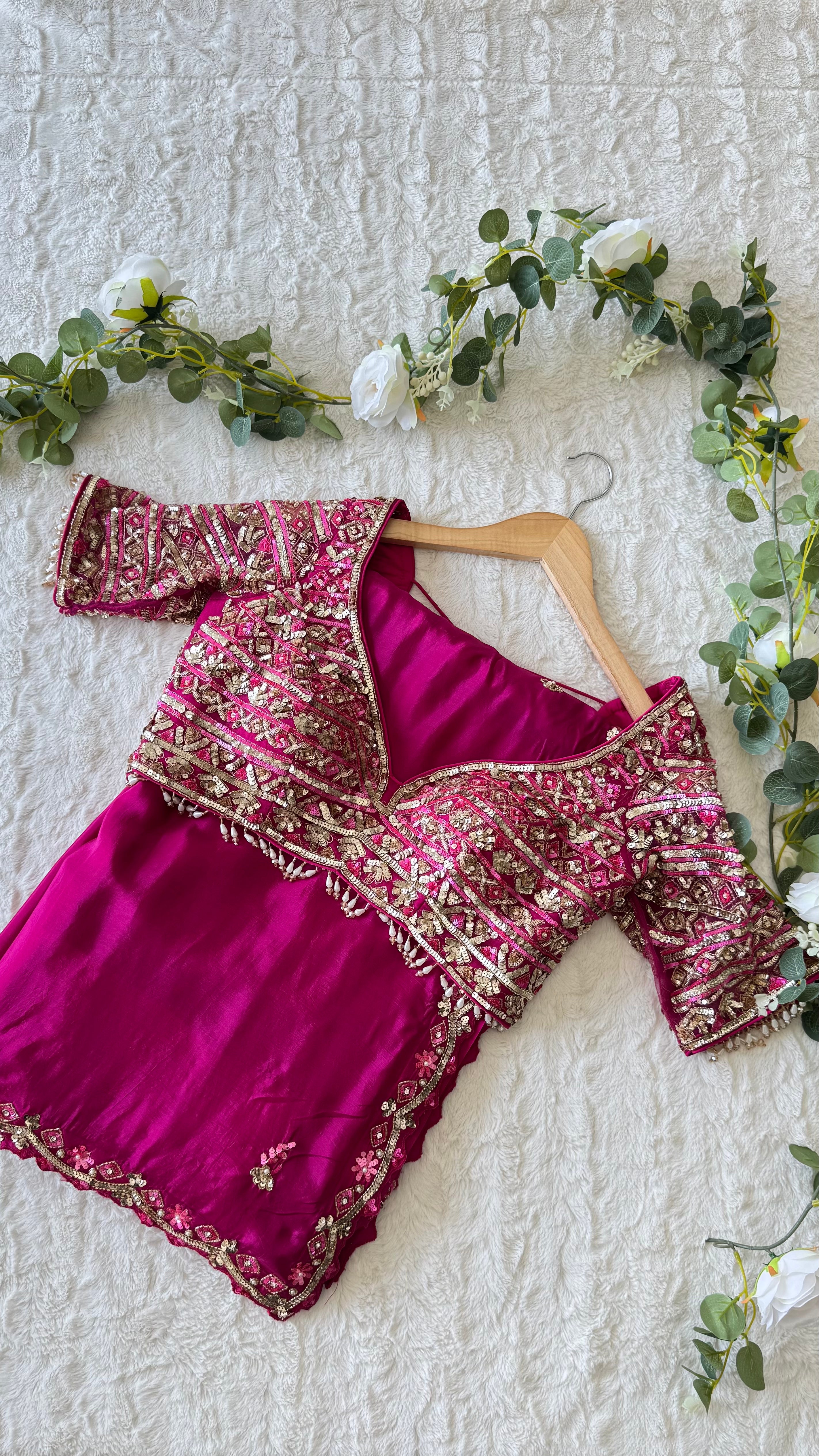 Pink Silk saree with designer blouse