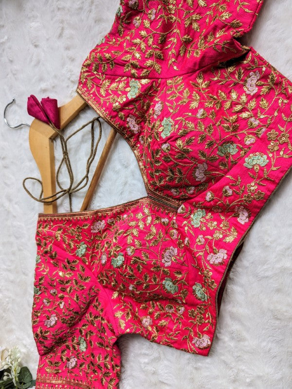 Deep V neck blouse in Pink Color