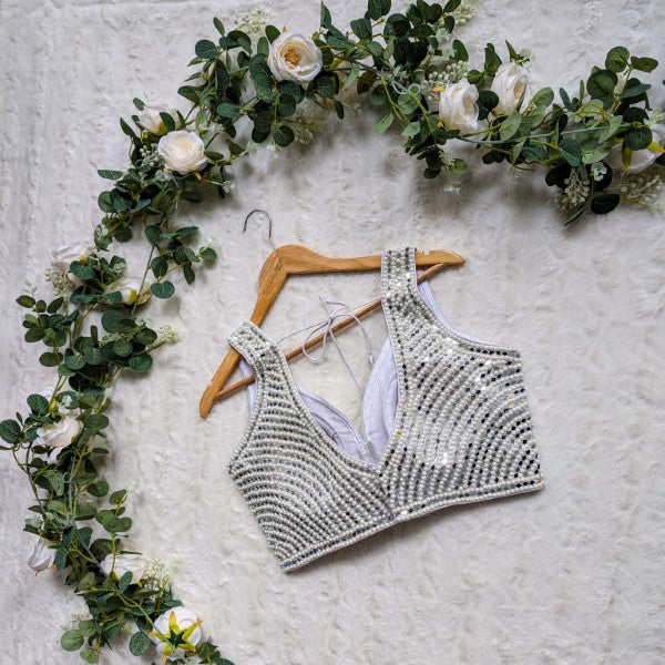 Pearl and Mirror work blouse