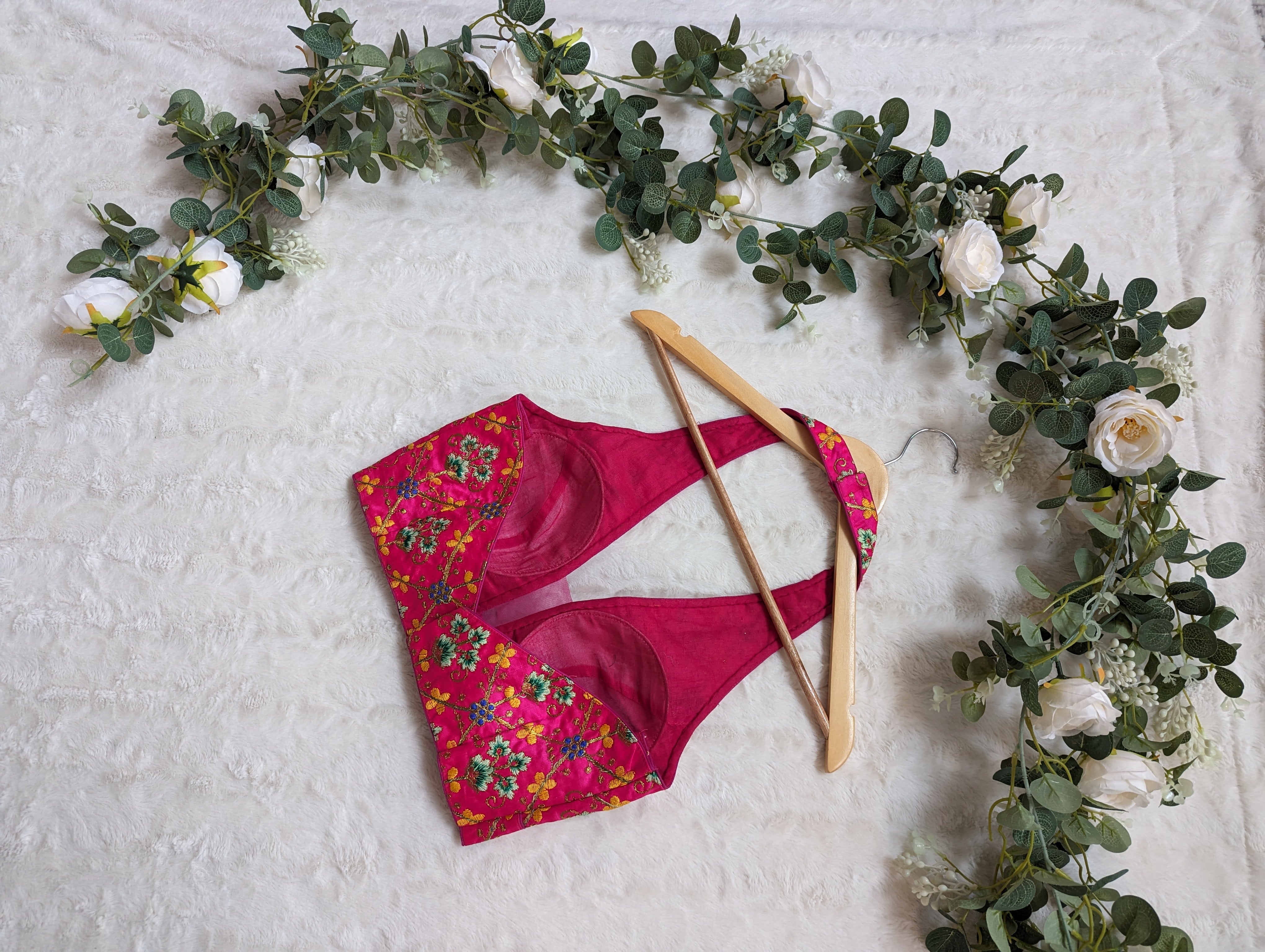 Pink Embroidered Halter Blouse