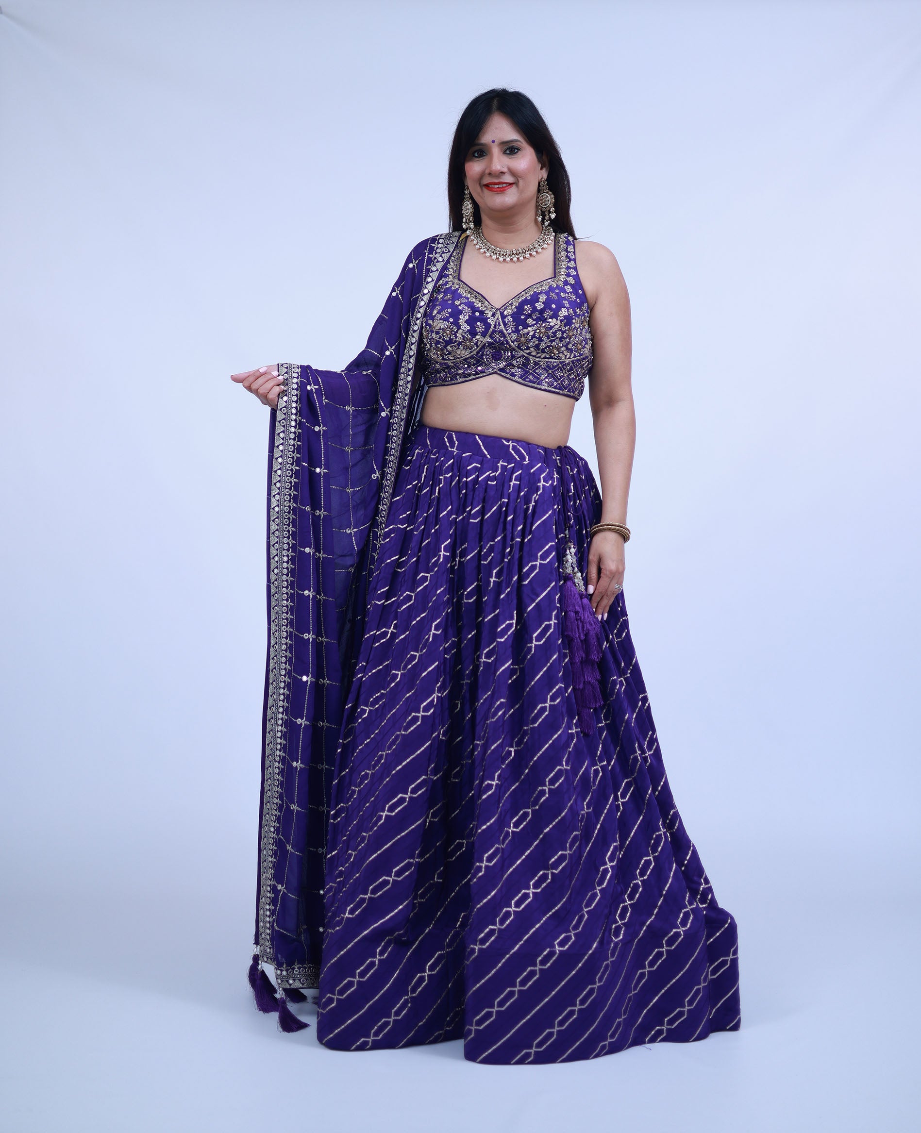 Banarasi Weaving Lehenga with Designer Blouse in Purple