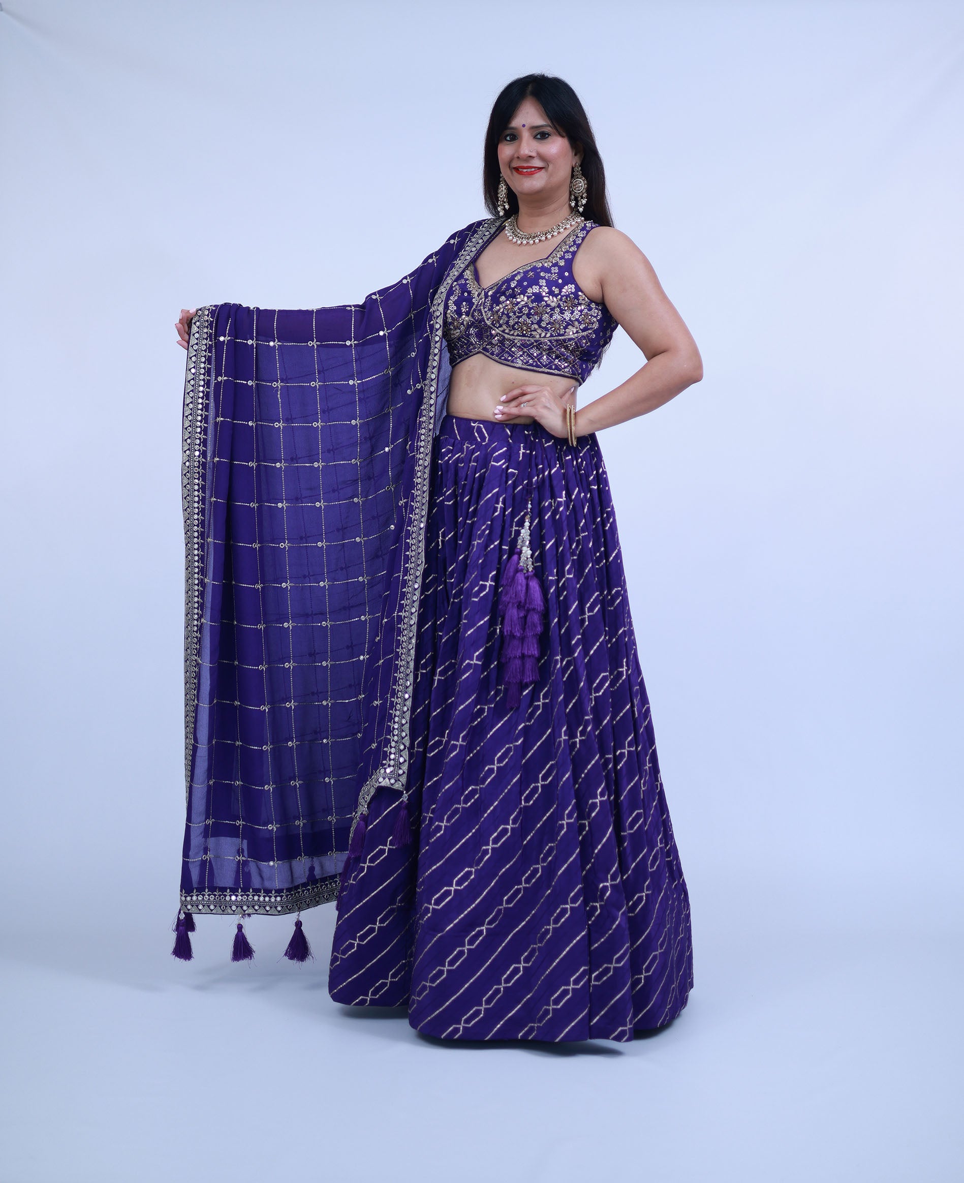 Banarasi Weaving Lehenga with Designer Blouse in Purple