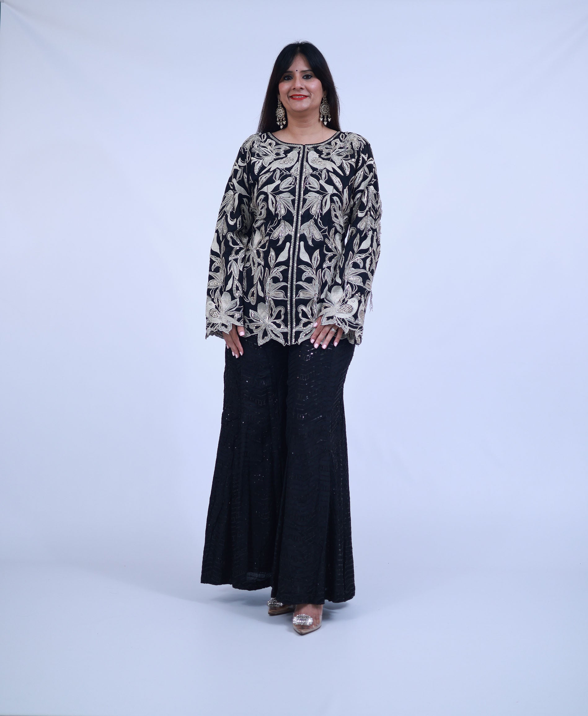 Black Indo-Western with Sequin Pants
