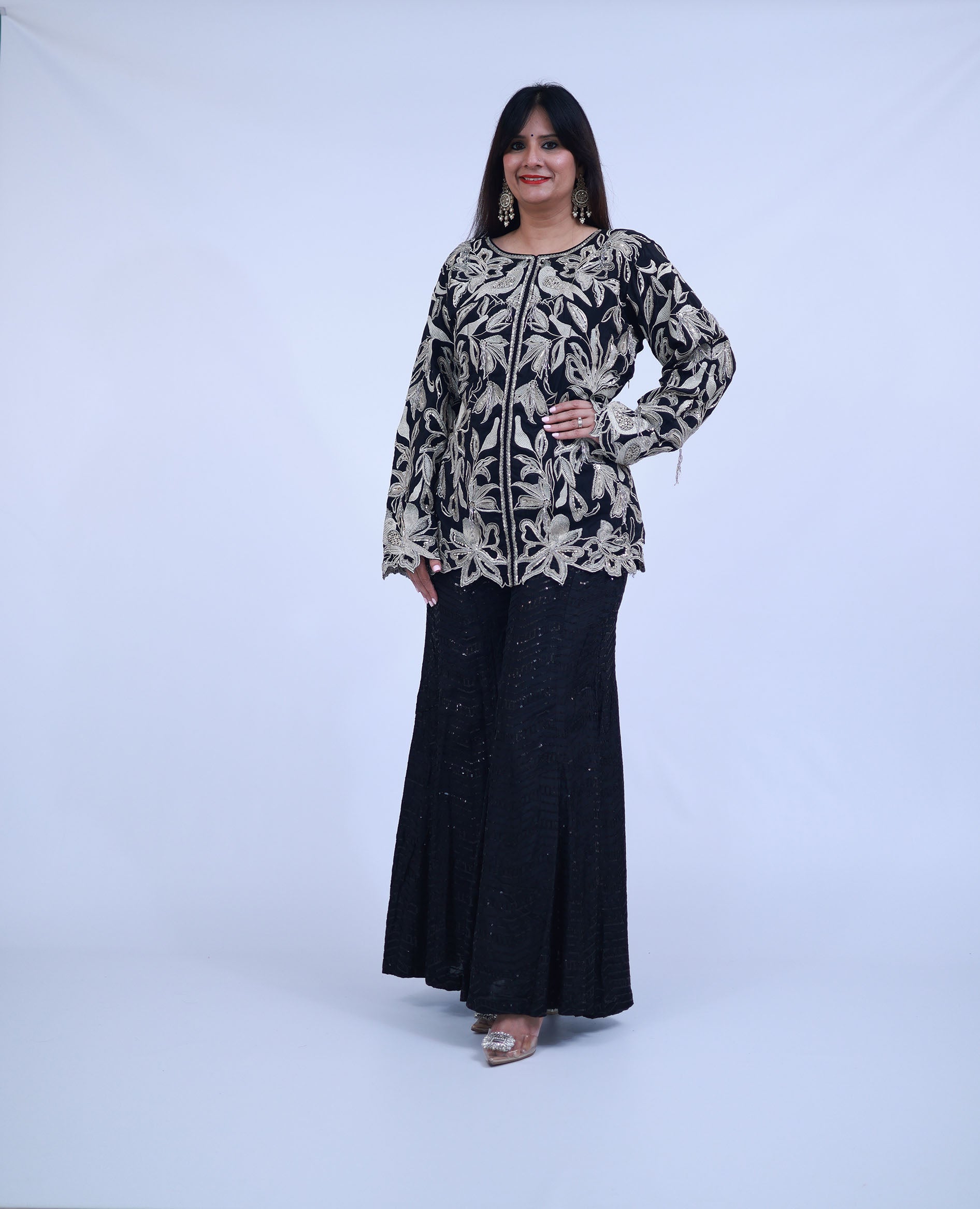 Black Indo-Western with Sequin Pants