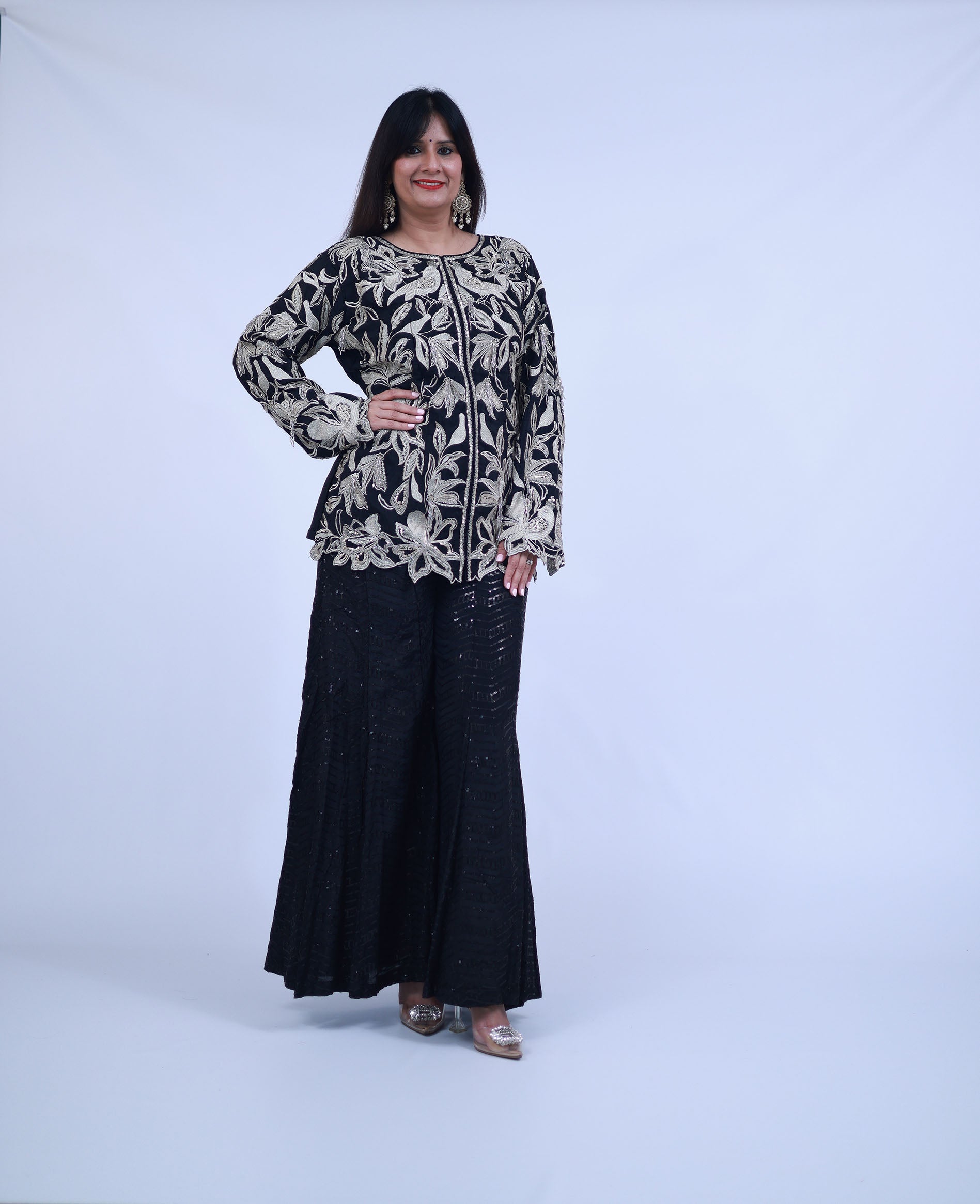 Black Indo-Western with Sequin Pants