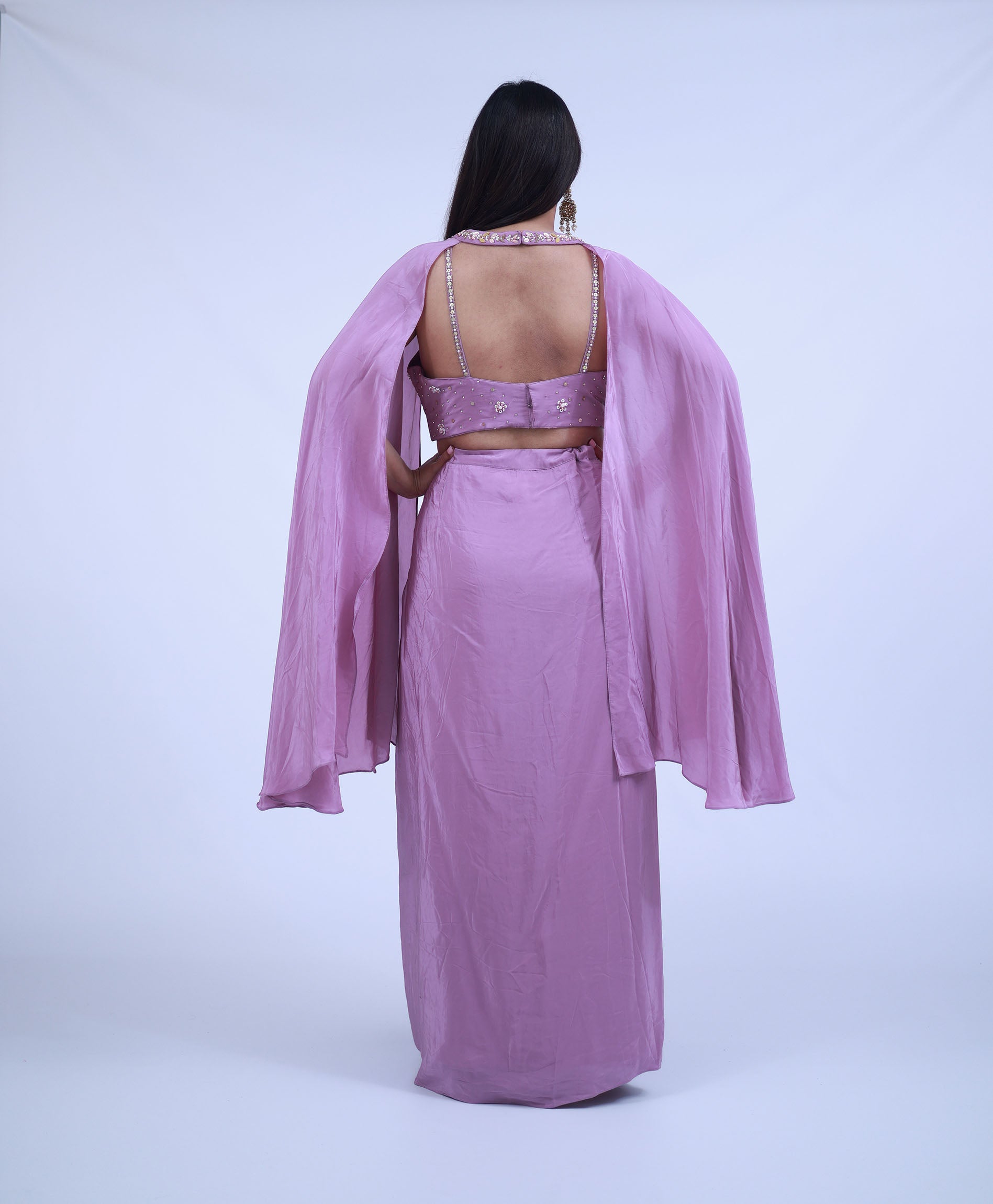 Lilac Dhoti Skirt Indo-Western with Cape