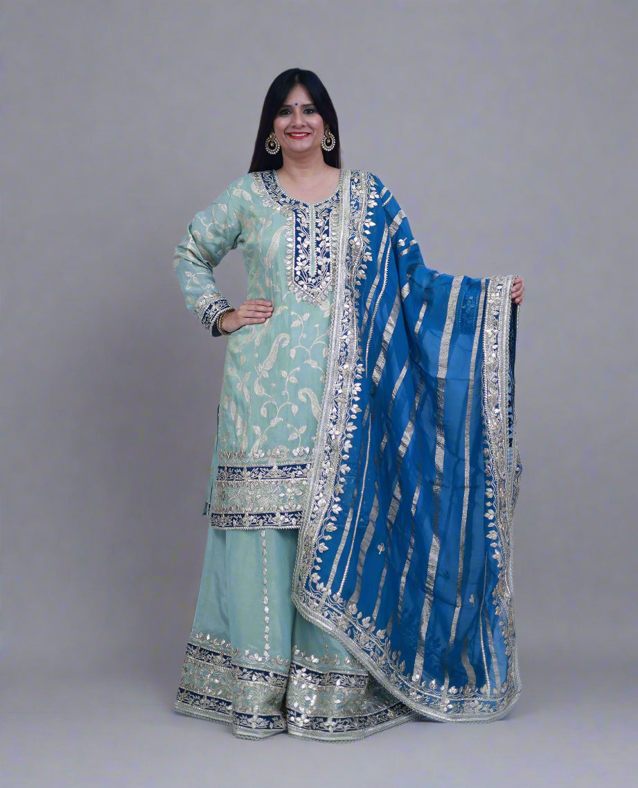 Blue Tissue Silk Sharara