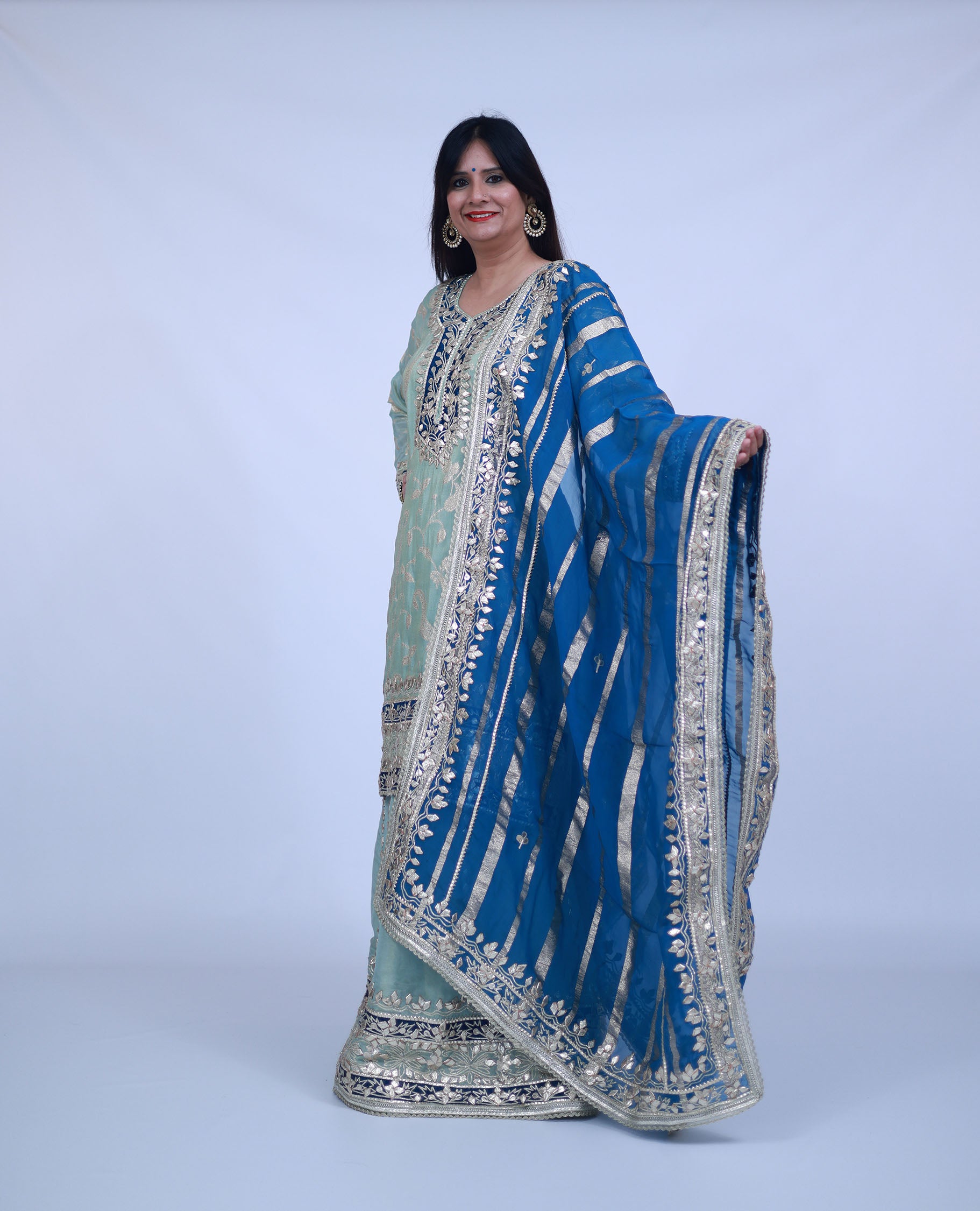 Blue Tissue Silk Sharara