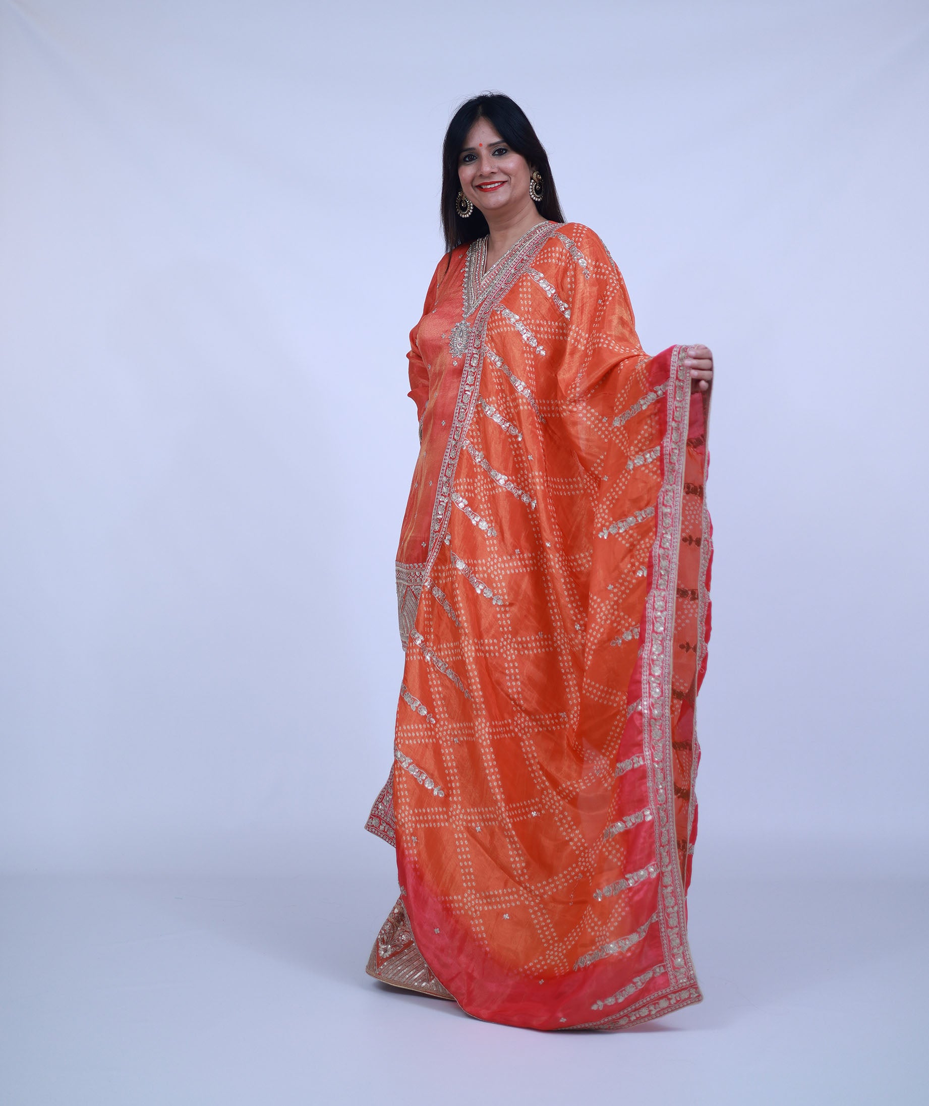 Orange Sharara with bandhani duppatta