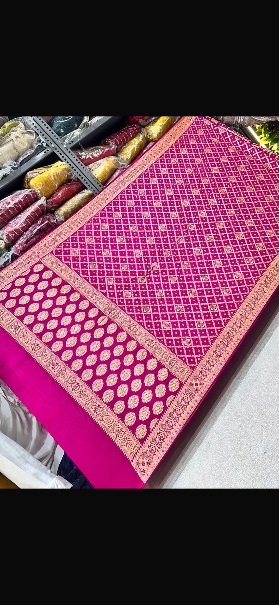 Pink Uppada Silk Bandhani Saree
