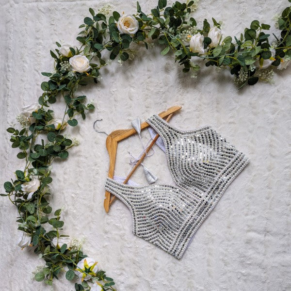 Pearl and Mirror work blouse