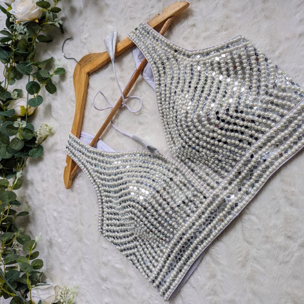 Pearl and Mirror work blouse