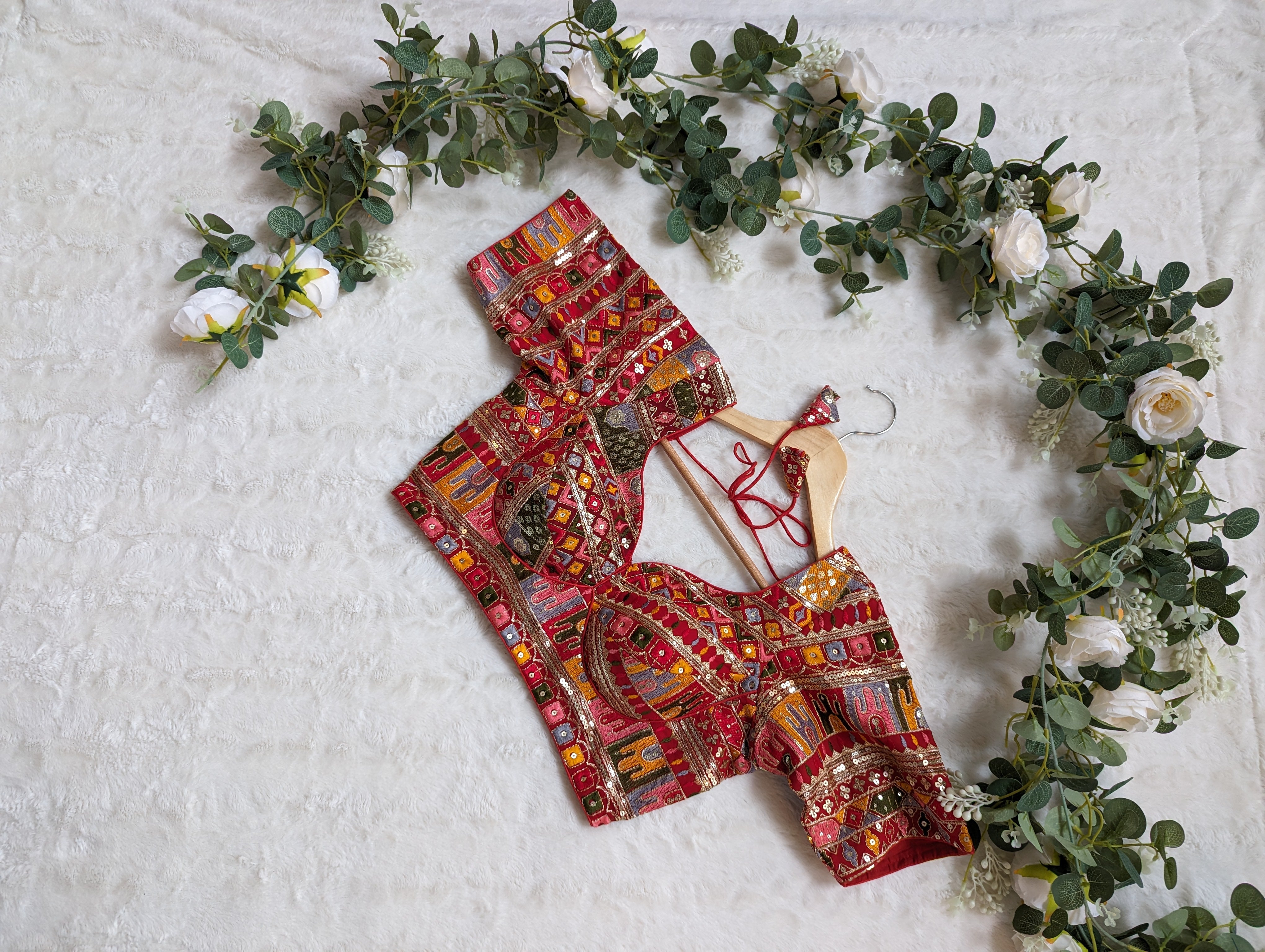 Red embroidered blouse