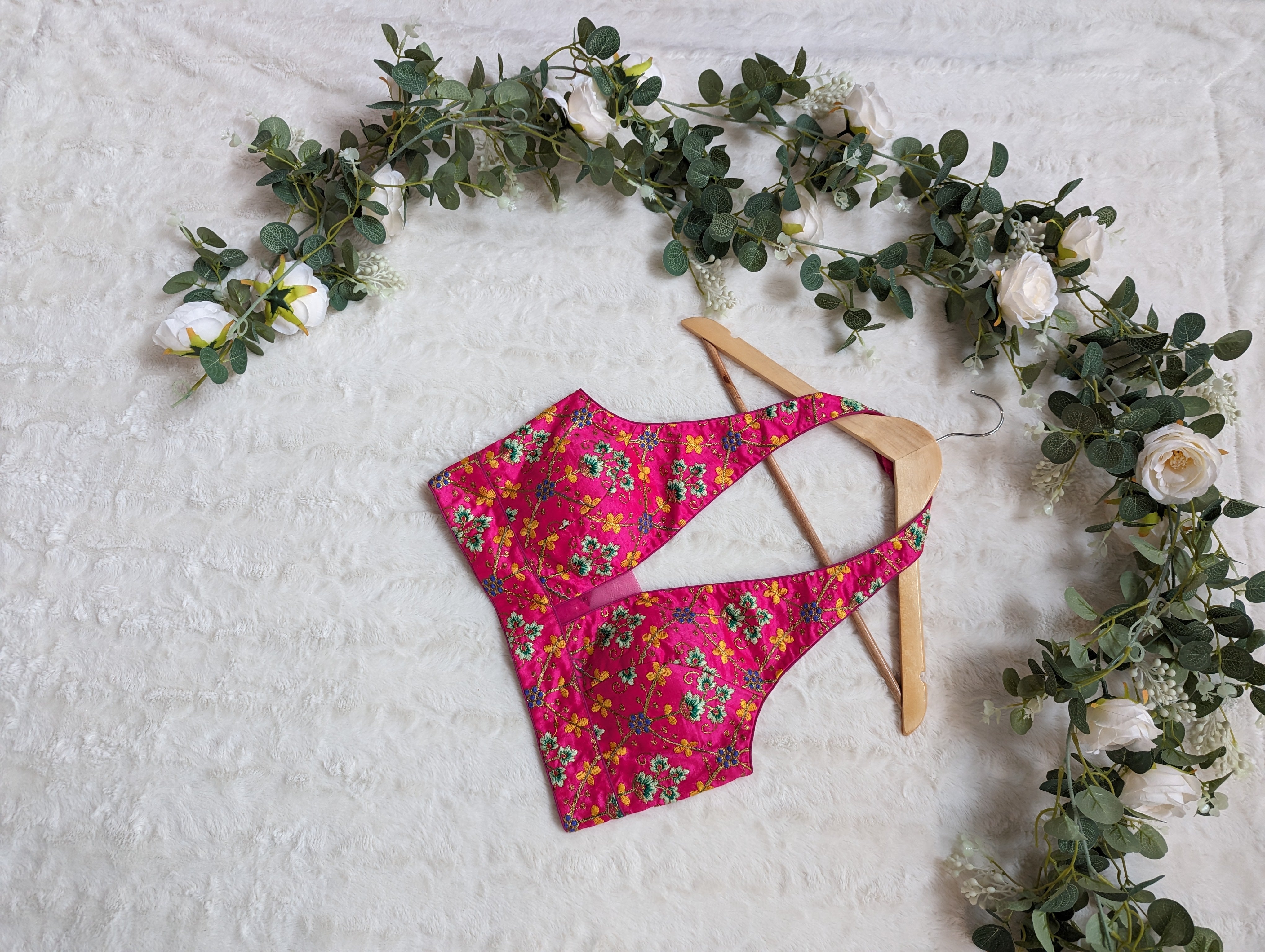 Pink Embroidered Halter Blouse