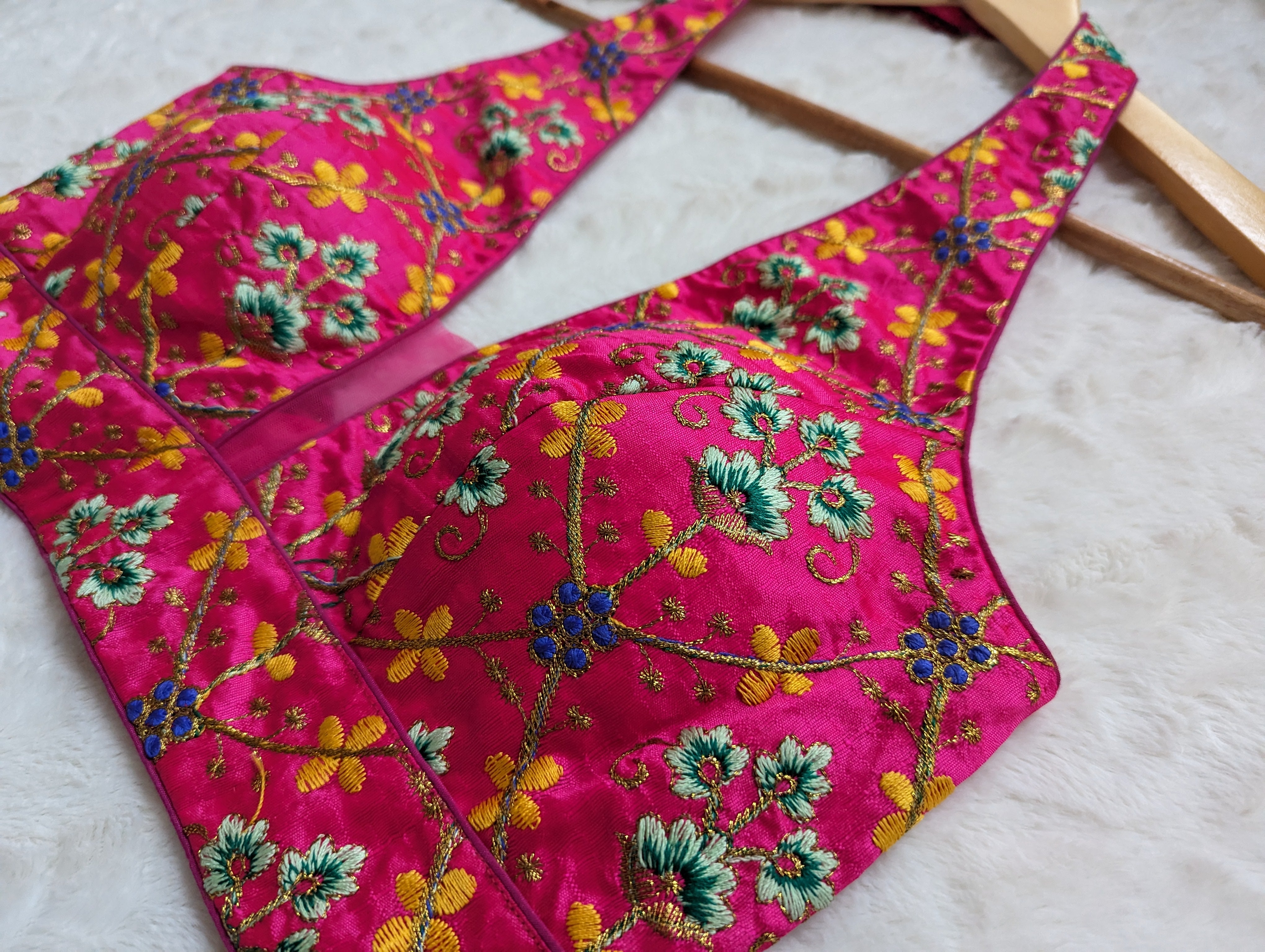 Pink Embroidered Halter Blouse