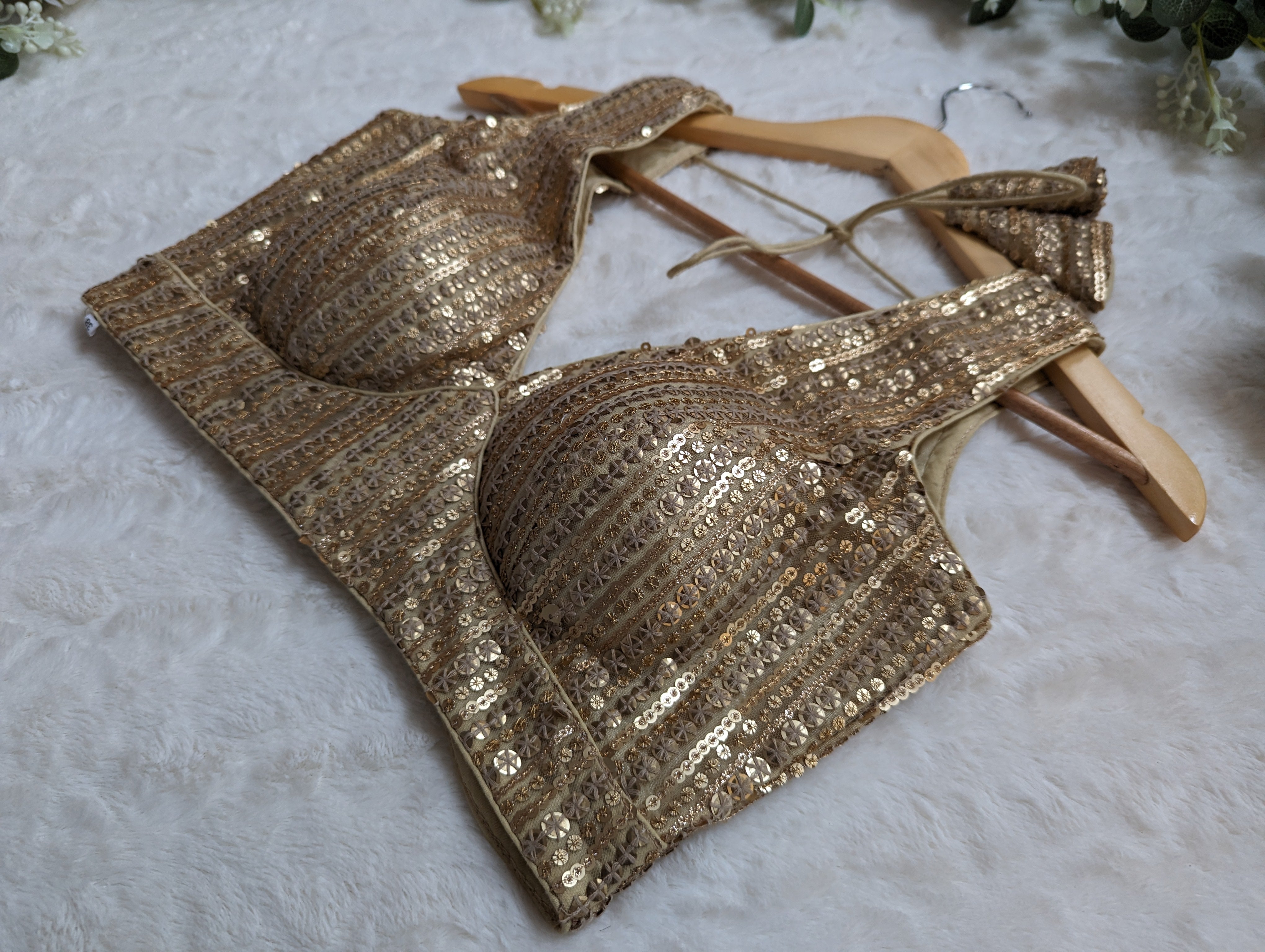 Sequin work Blouse in Gold