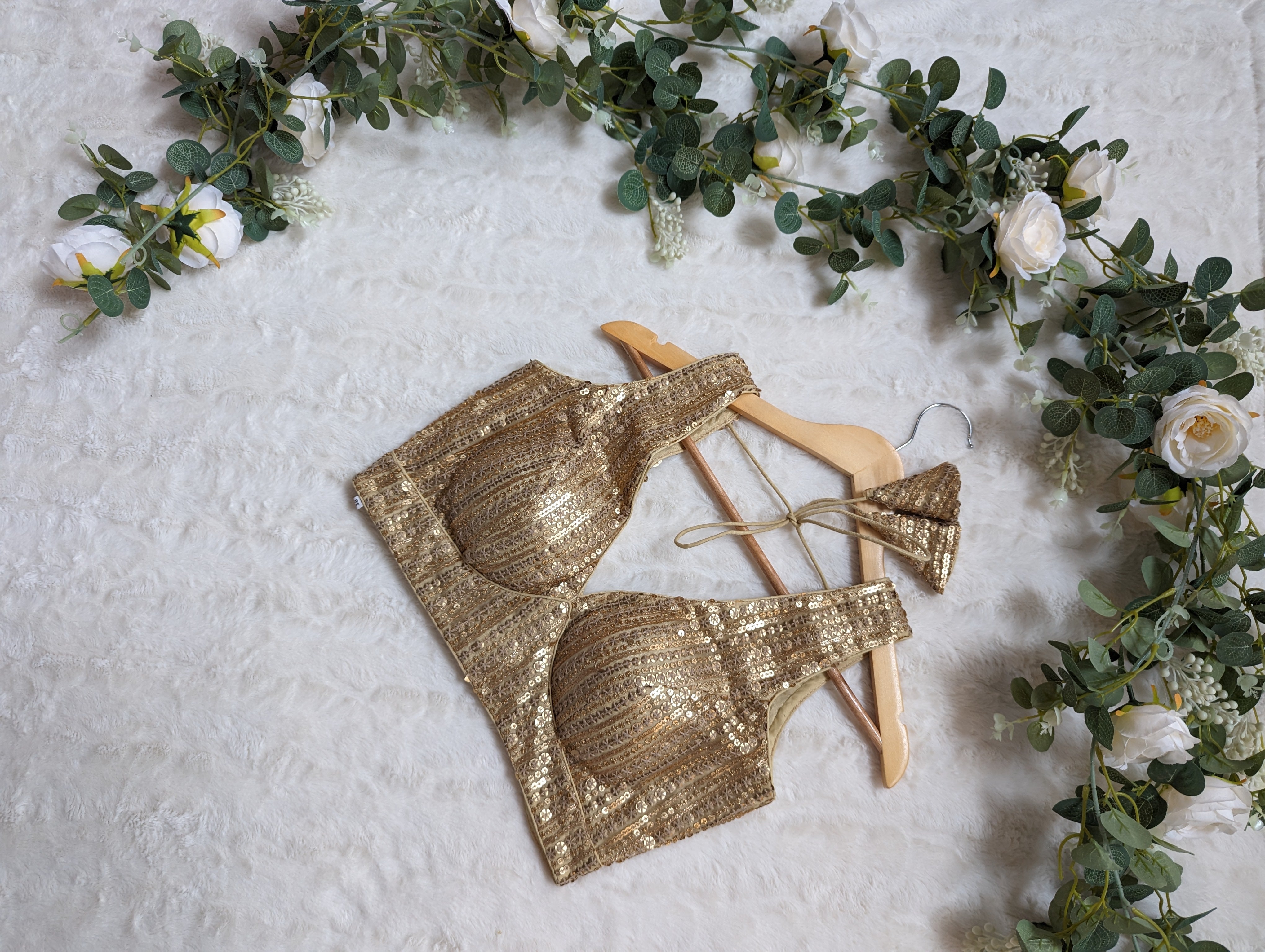 Sequin work Blouse in Gold