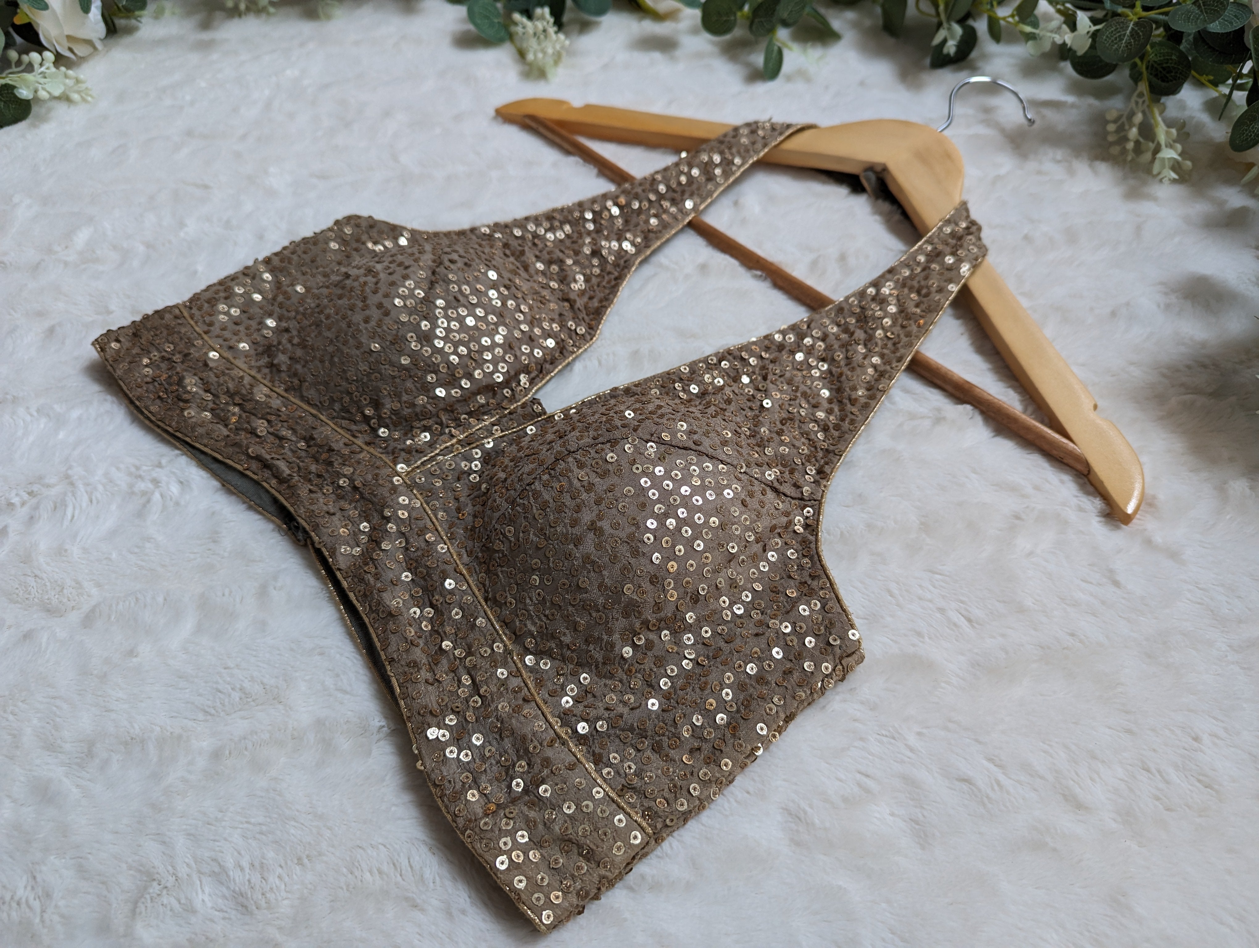 Georgette Halter Blouse in Beige